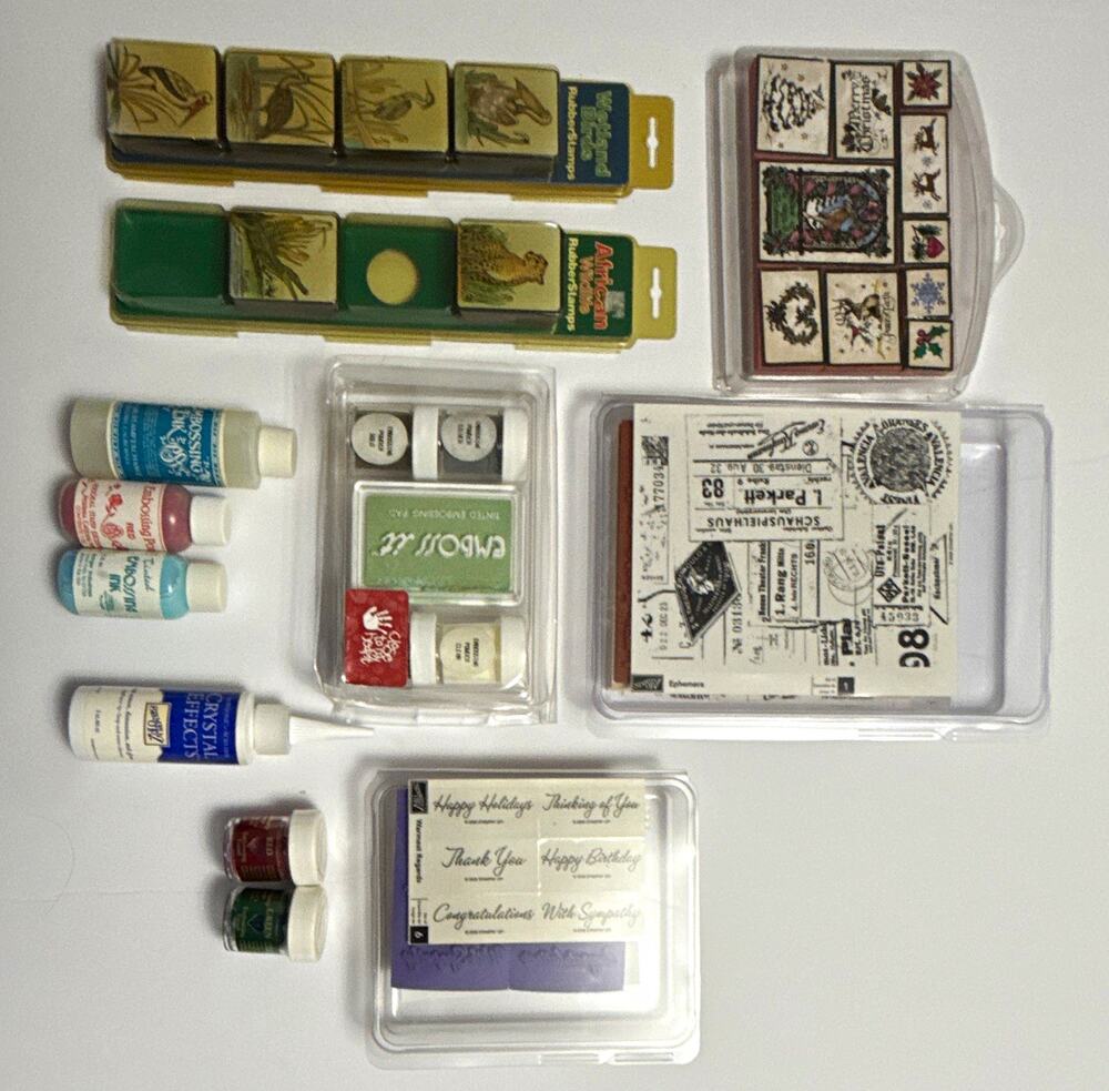 Stampin' Up! Mixed Lot Mounted & Unmounted Stamps Wood Rubber Acrylic Themes